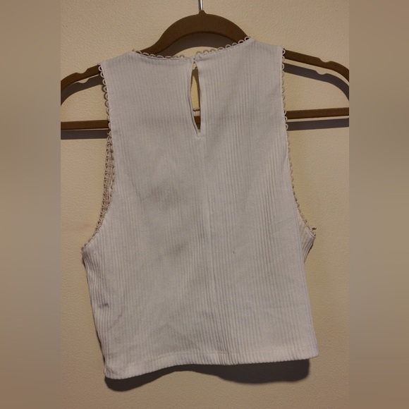 ZARA White High Neck Ribbed Crop Tank Top - Size L - Lagonlook Summer Fairy - Picture 3 of 14